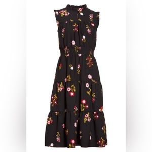 Kate Spade In bloom smocked waist dress in ma cherie blackmulti. Like new.